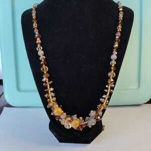 Cookie Lee Gold and Brown Beaded Necklace